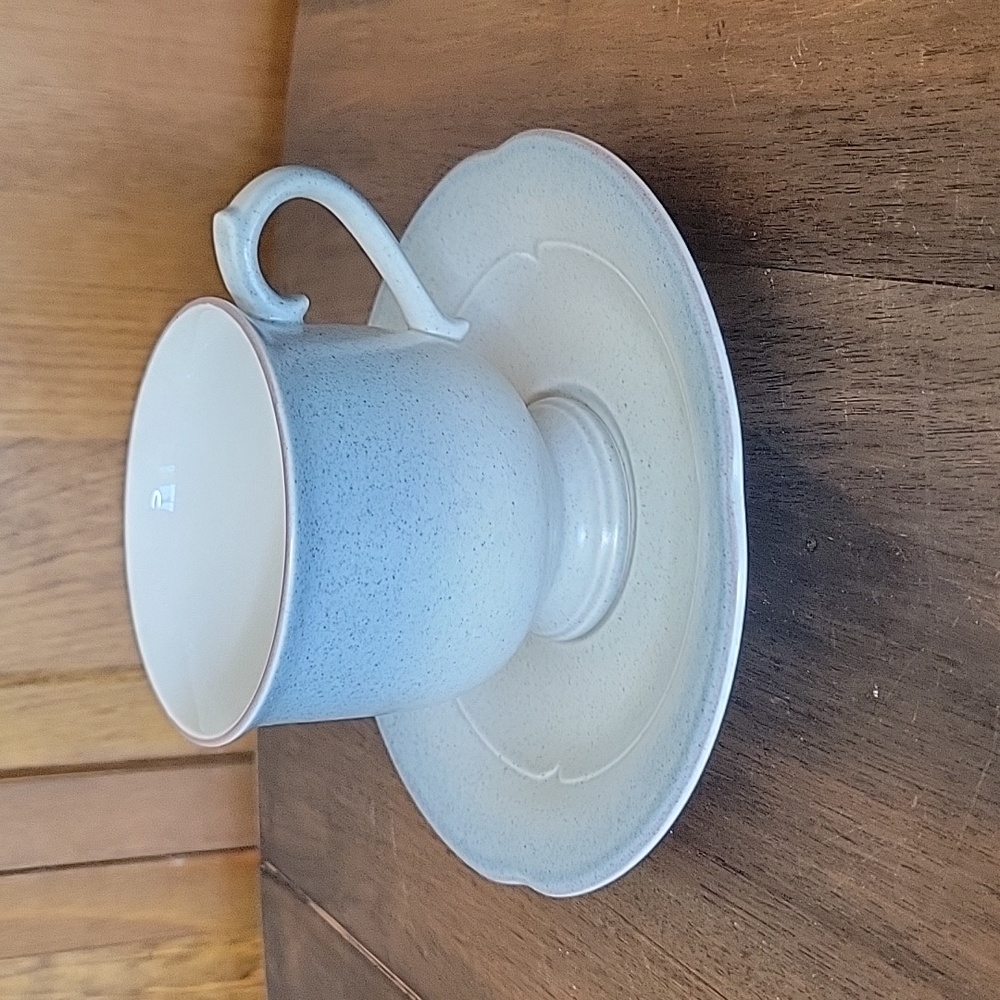 Mikasa Stonecraft Vintage Autumn Wheat Footed Coffee Tea Cup & Saucer
